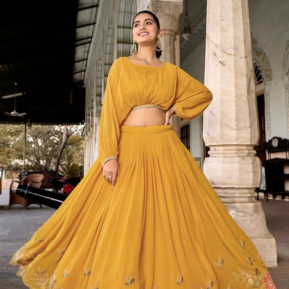GEORGETTE CO-ORD SET LEHENGA - Picture 6 of 6